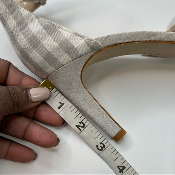 Tahari Newton Heels Gray Gingham Print Bow Sandals, Size 9 - Picture 9 of 9